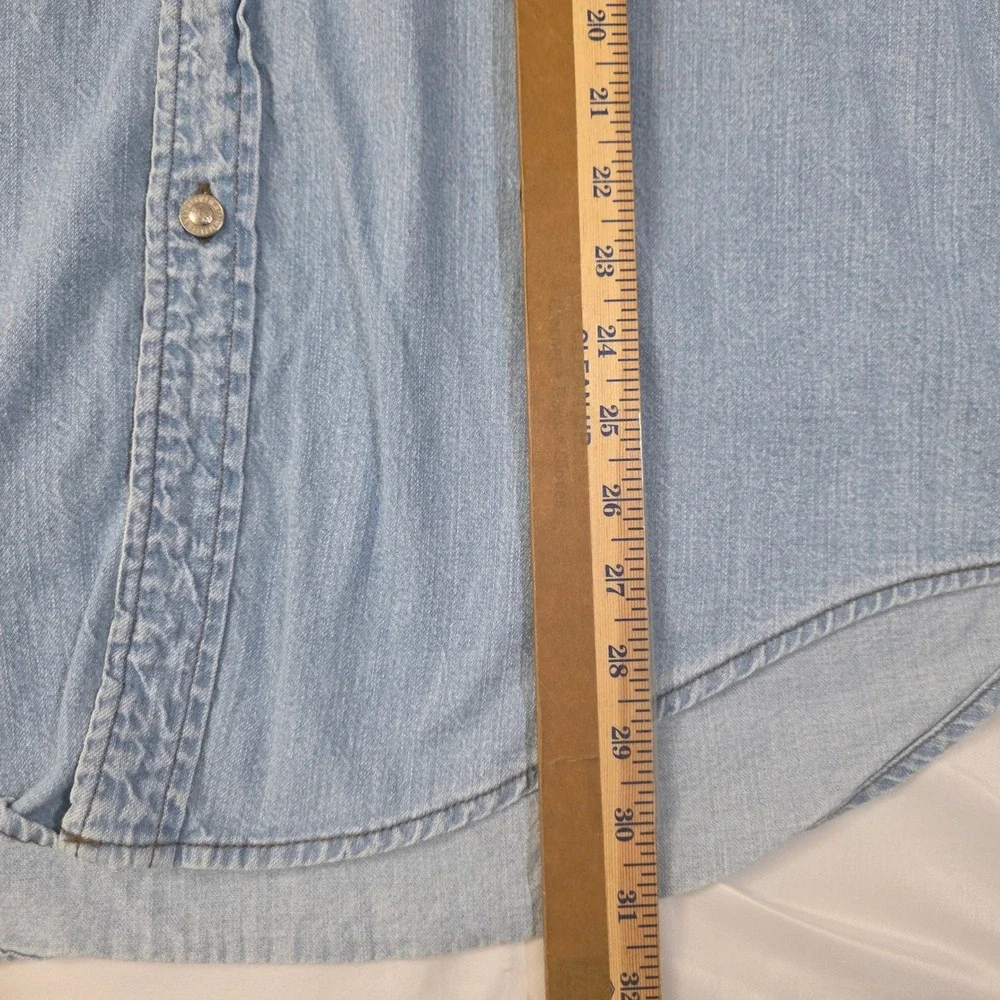 Levis SilverTab Denim Shirt Mens L Blue Light Wash Long Sleeve Button Up Vintage